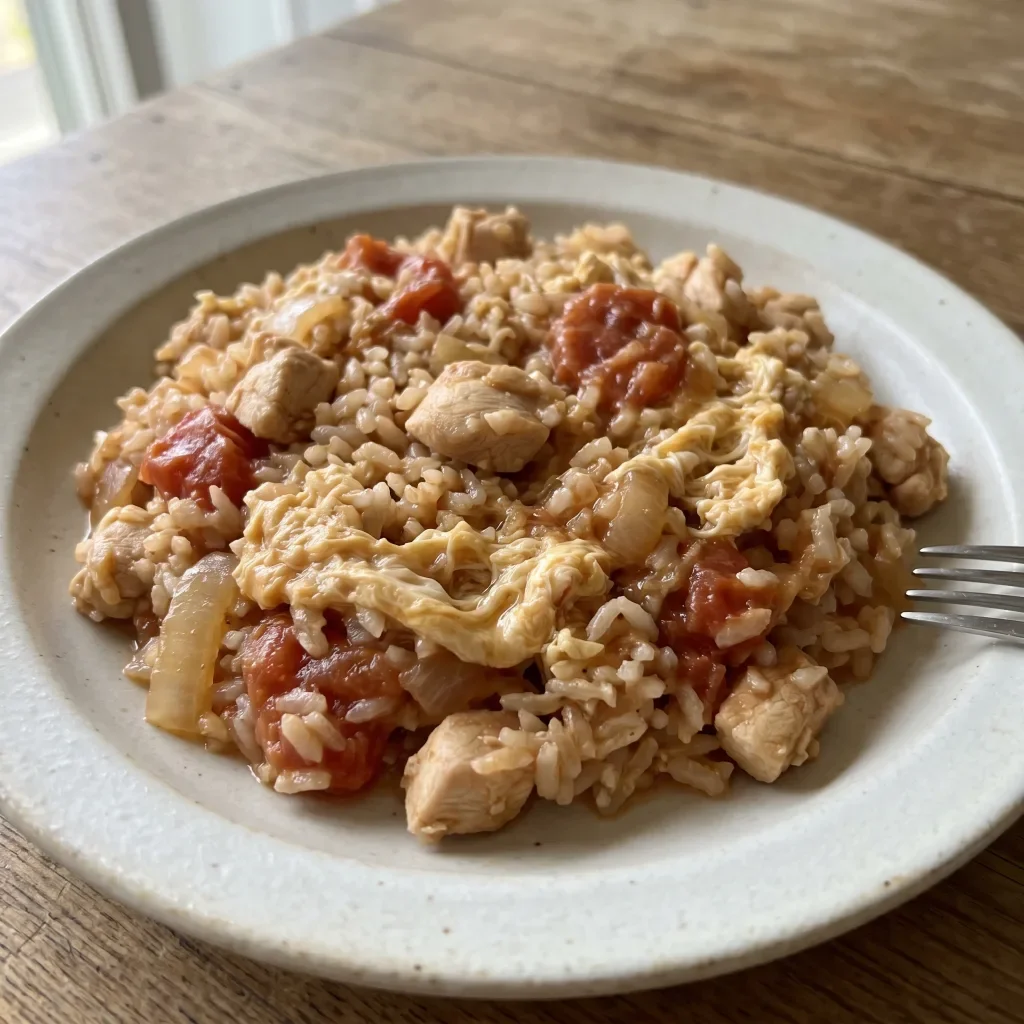 Chicken Egg Drop Tomato Rice Pot