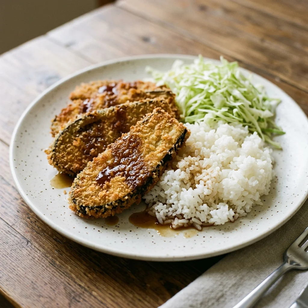 Japanese Eggplant Katsu Rice Plate