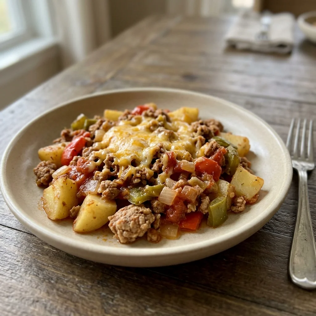 Ground Turkey Potato Pepper Bake