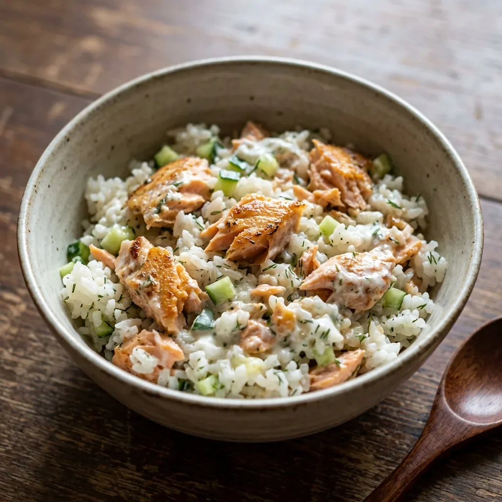 Salmon Cucumber Yogurt Rice Bowl