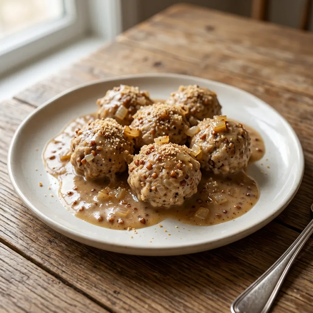 Chicken Buckwheat Meatballs with Cream Sauce