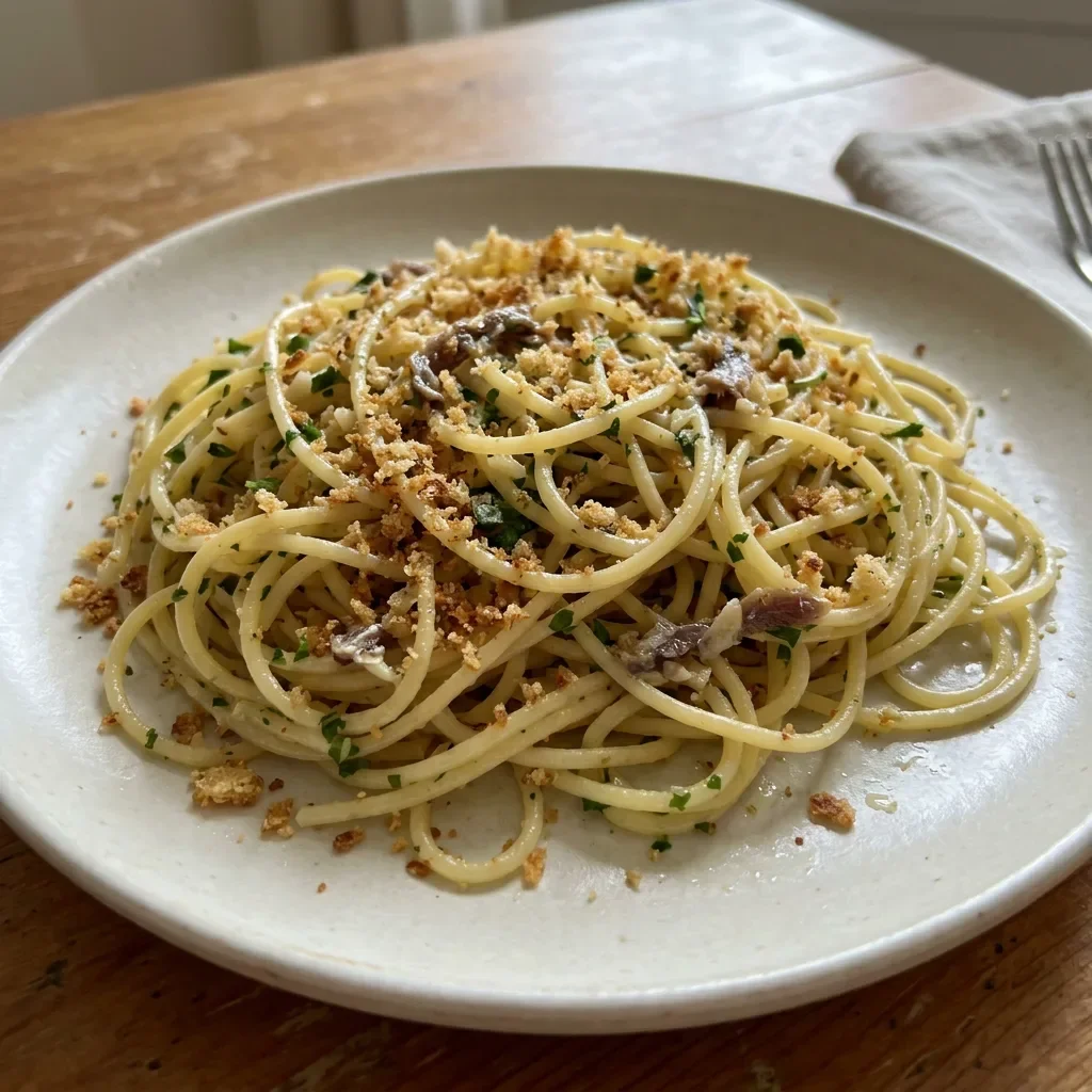 Sicilian Anchovy Breadcrumb Spaghetti
