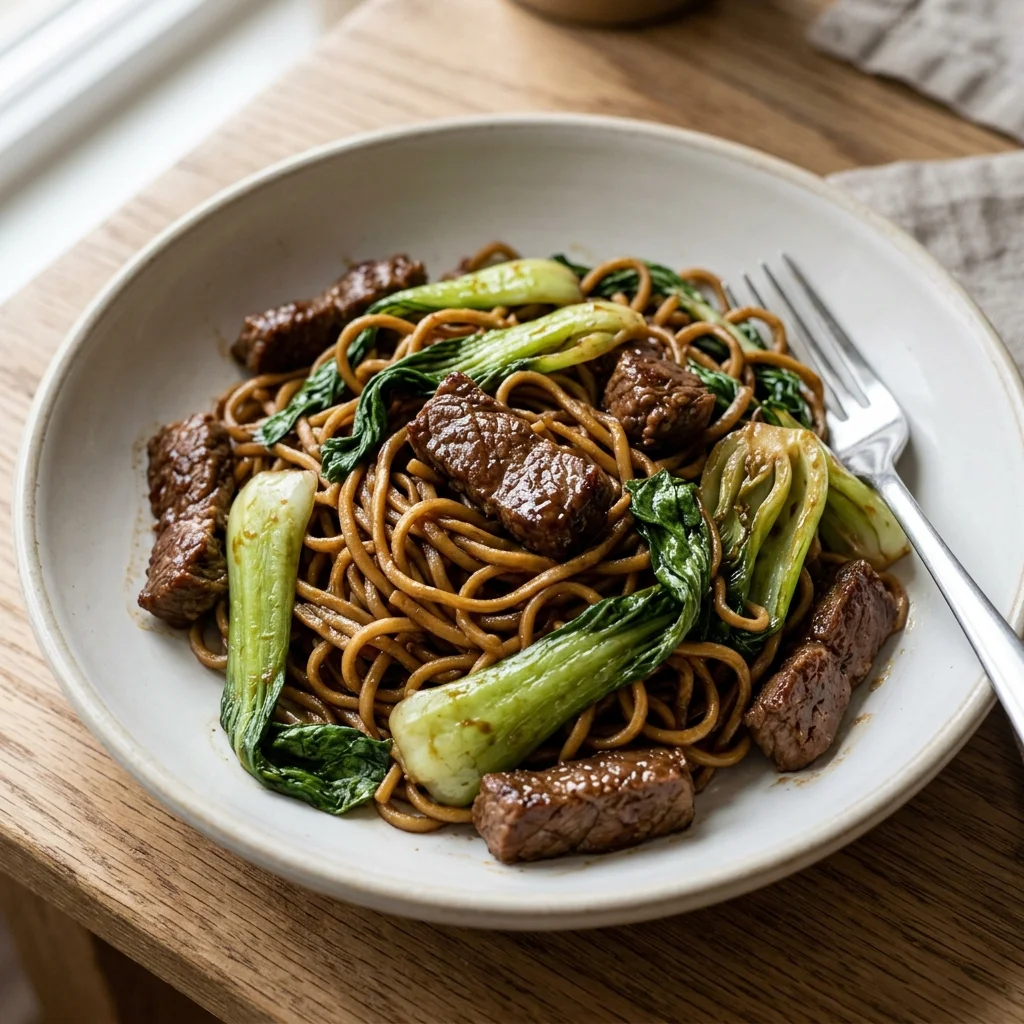 Bok Choy Beef Noodle Stir Fry