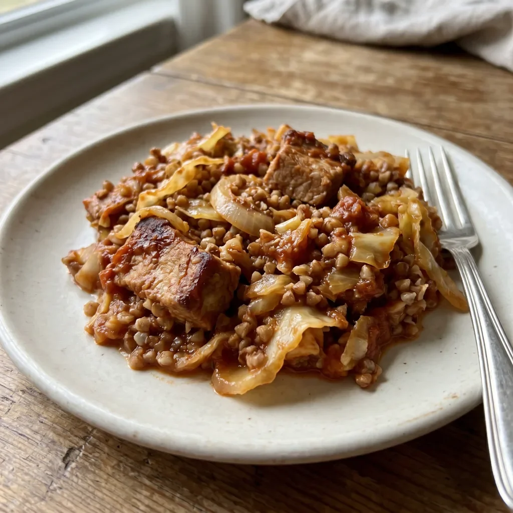Pork Tomato Buckwheat Bake