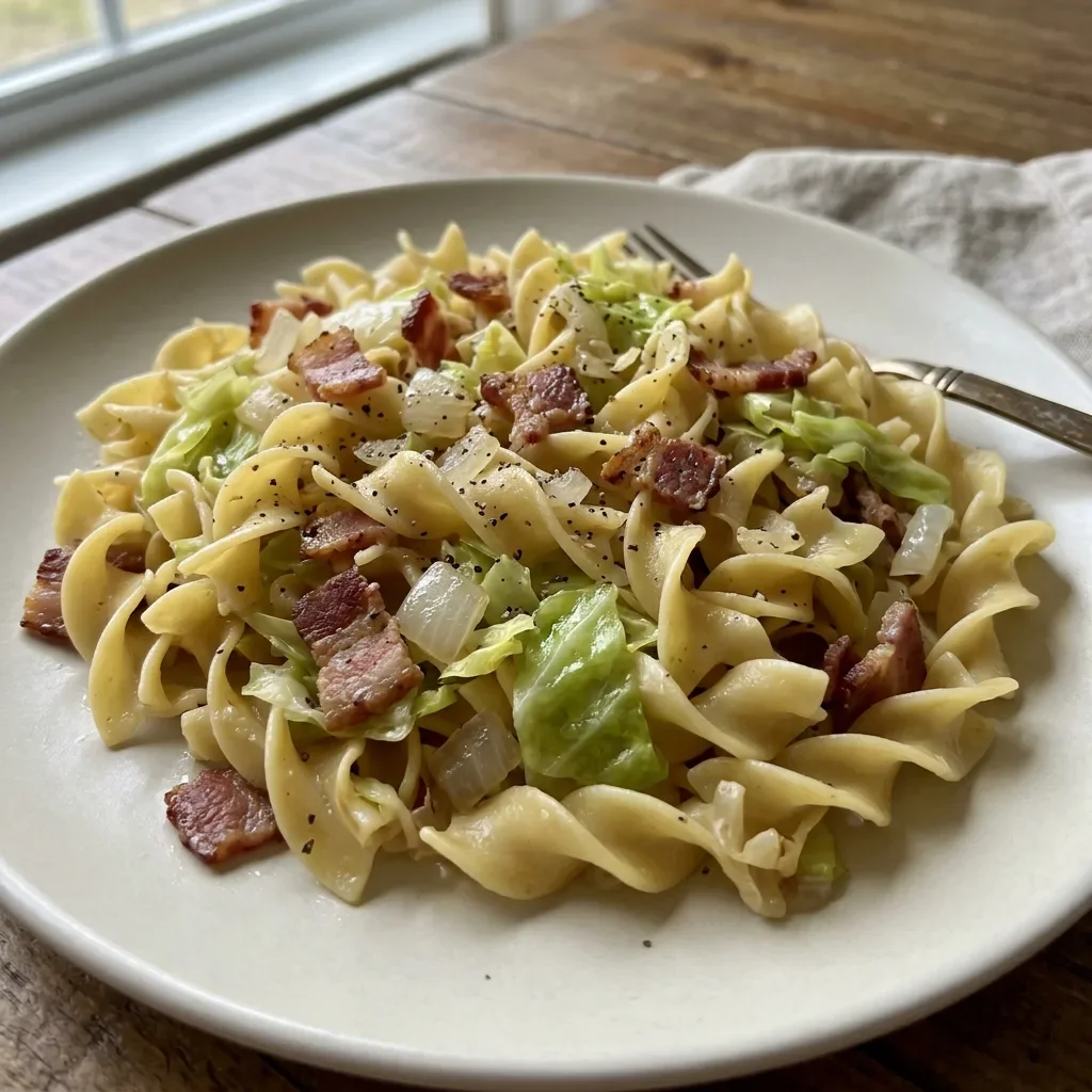 Cabbage Bacon Noodles