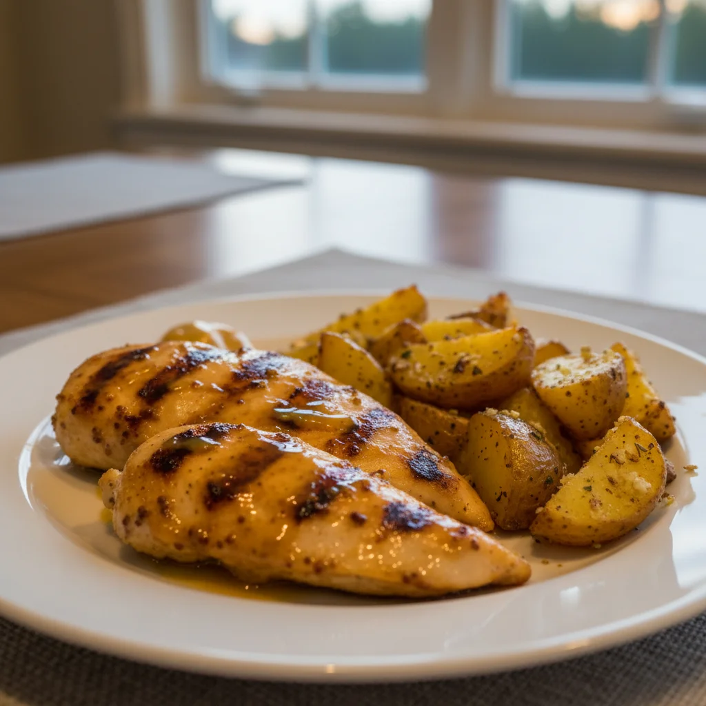 Honey Mustard Grilled Chicken with Potato Wedges
