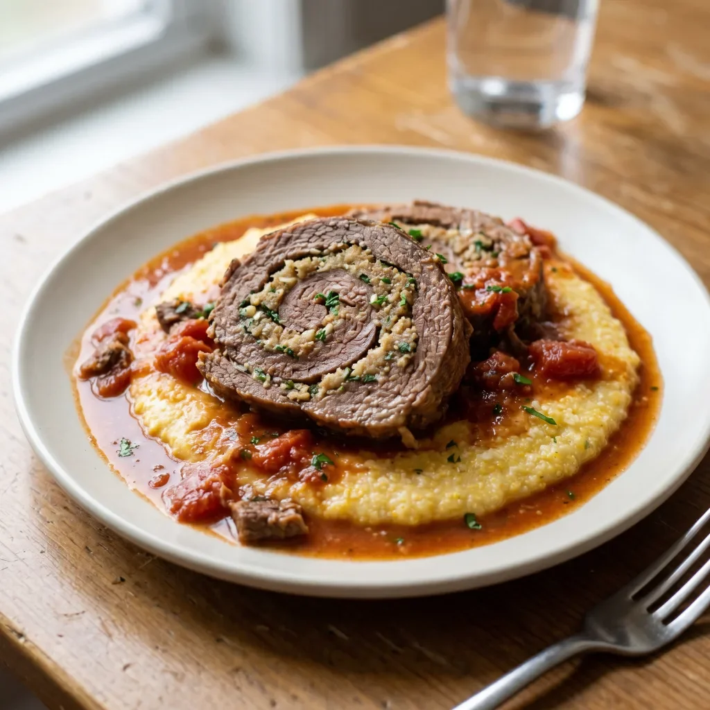 Beef Braciole with Parmesan Polenta