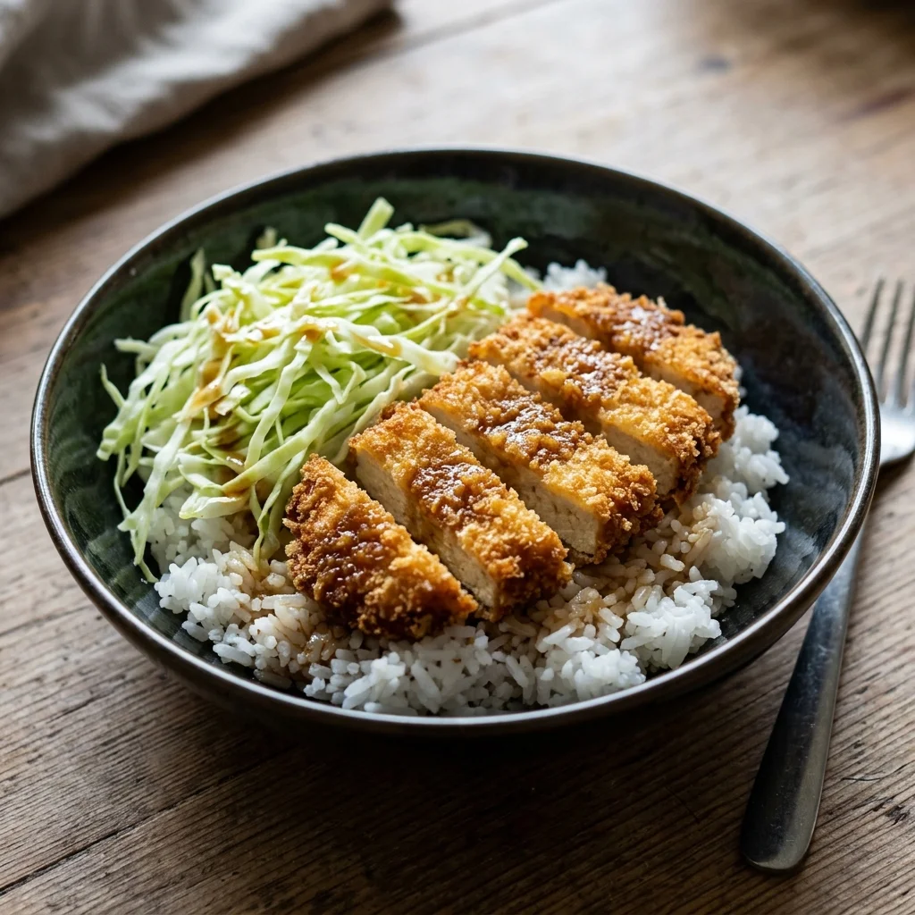 Tofu Katsu Cabbage Rice Bowl