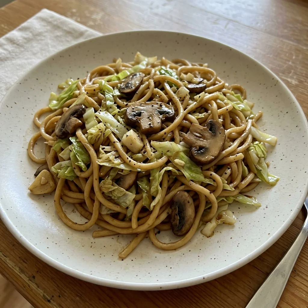 Cabbage Mushroom Noodles