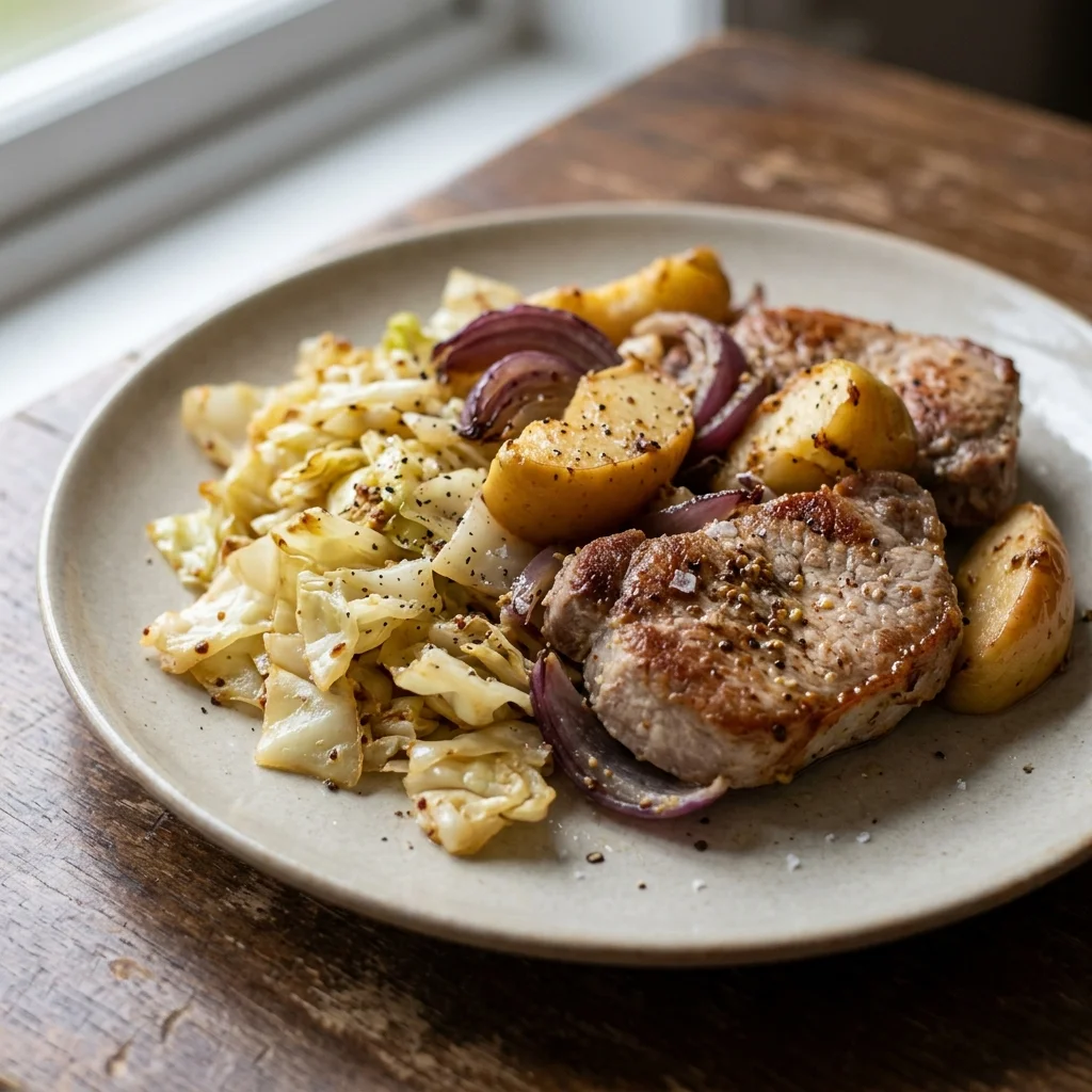 Pork Apple Cabbage Tray Bake