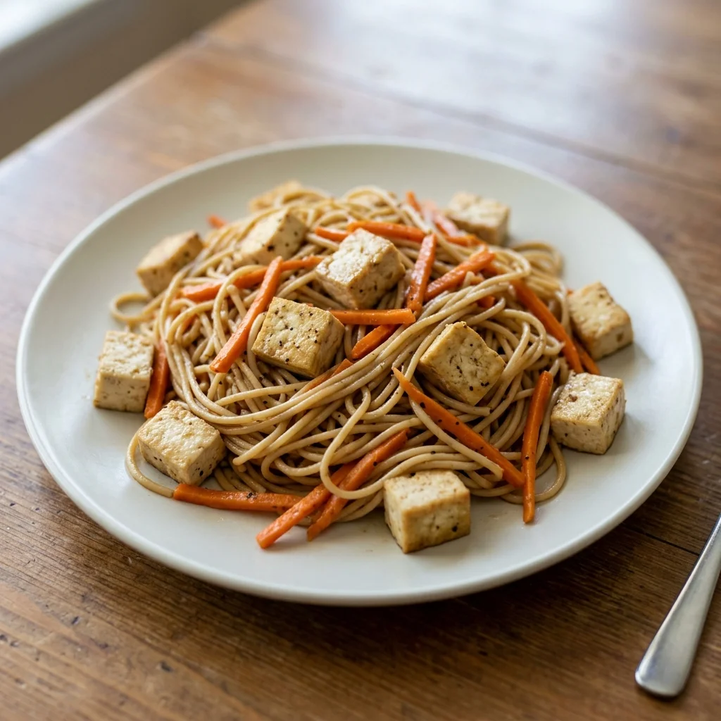 Sesame Tofu Carrot Noodle Salad