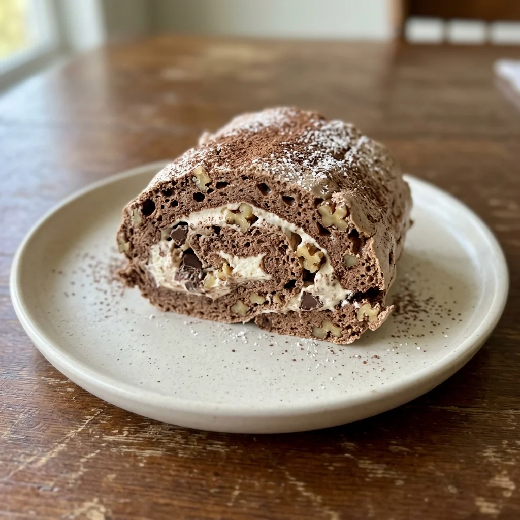 Chocolate Walnut Meringue Roulade