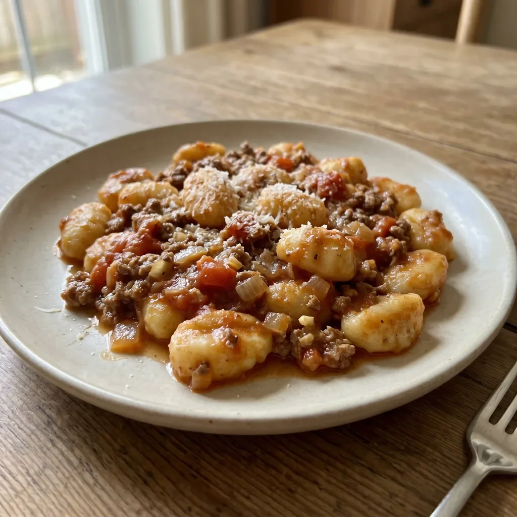 Hand-Cut Potato Gnocchi with Beef Tomato Ragu