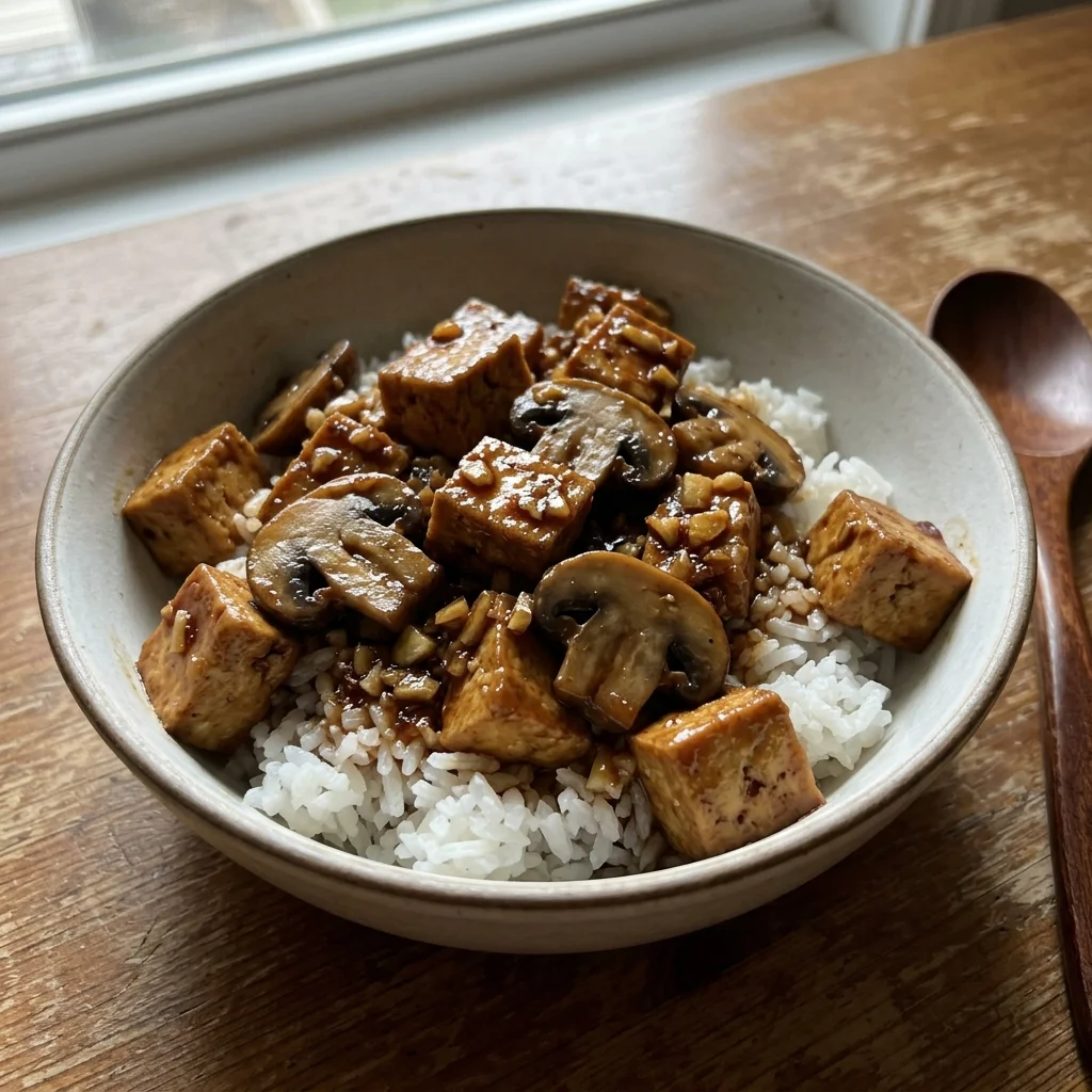 Hoisin Tofu Mushroom Rice Bowl