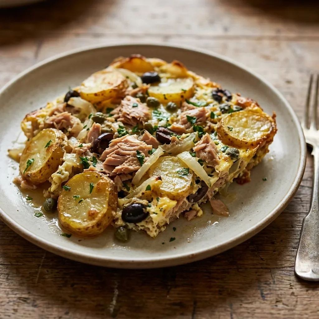 Tuna Olive Potato Egg Bake