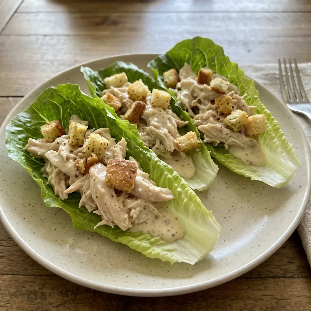 Caesar Dressing Chicken Lettuce Cups