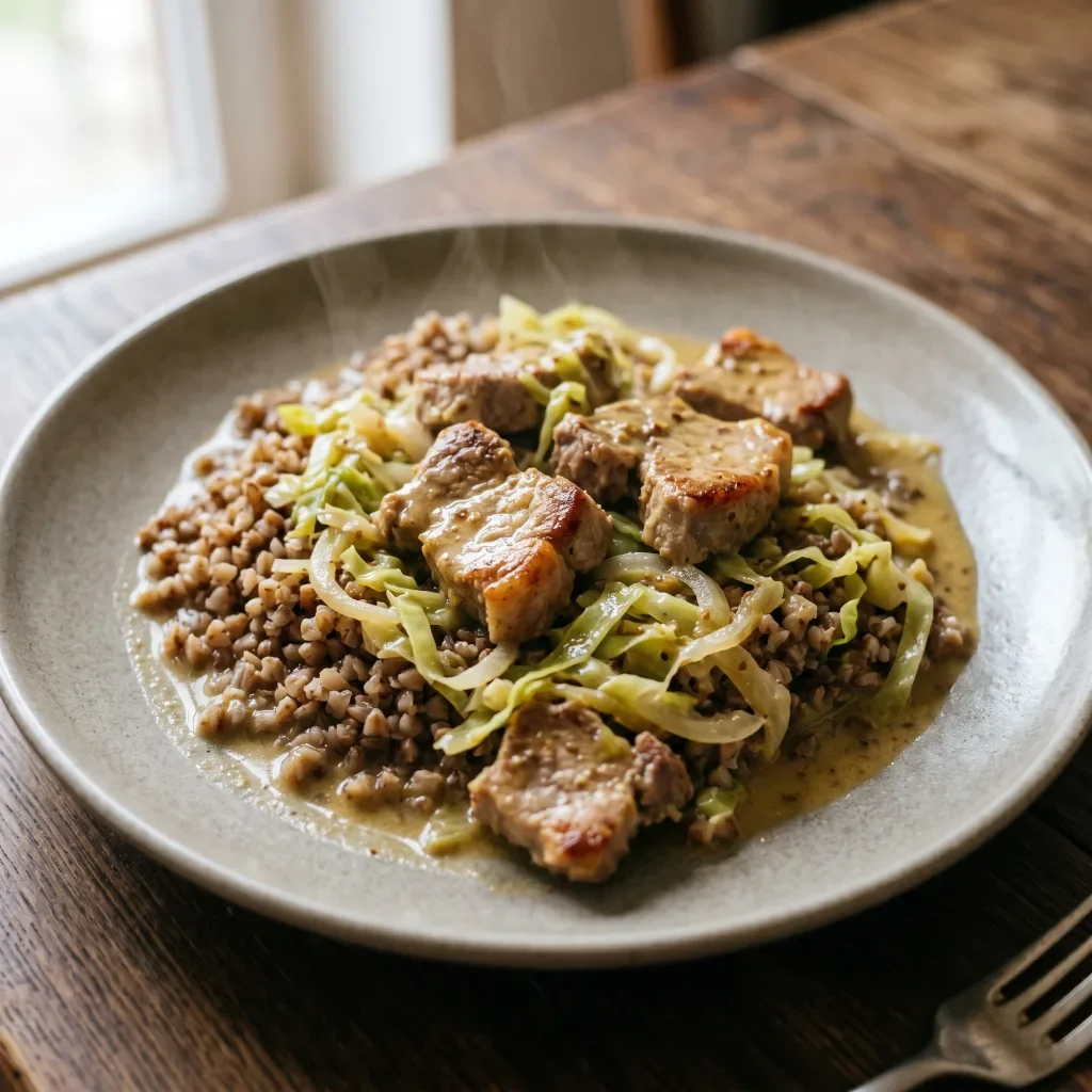 Pork Mustard Buckwheat with Cabbage