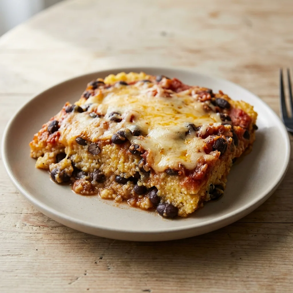 Poblano Black Bean Polenta Bake