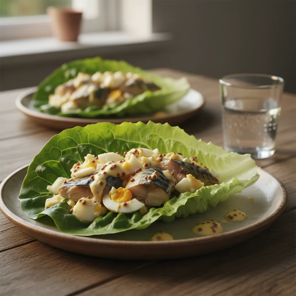 Mackerel Mustard Egg Lettuce Wraps