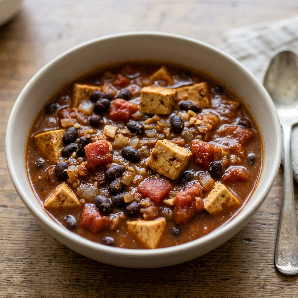 Tofu Black Bean Tomato Chili