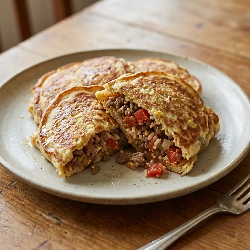 Beef Tomato Rice Stuffed Pancakes