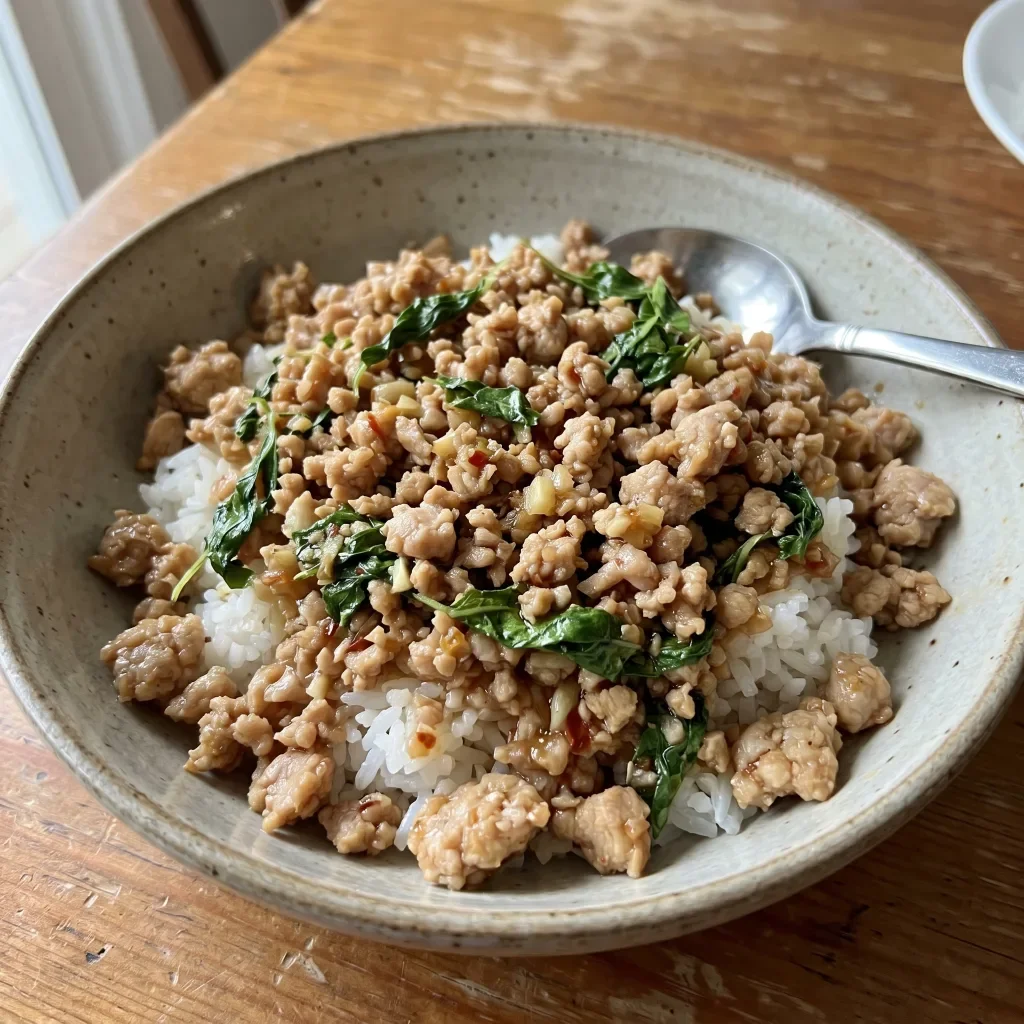Thai Basil Pork Rice Bowl