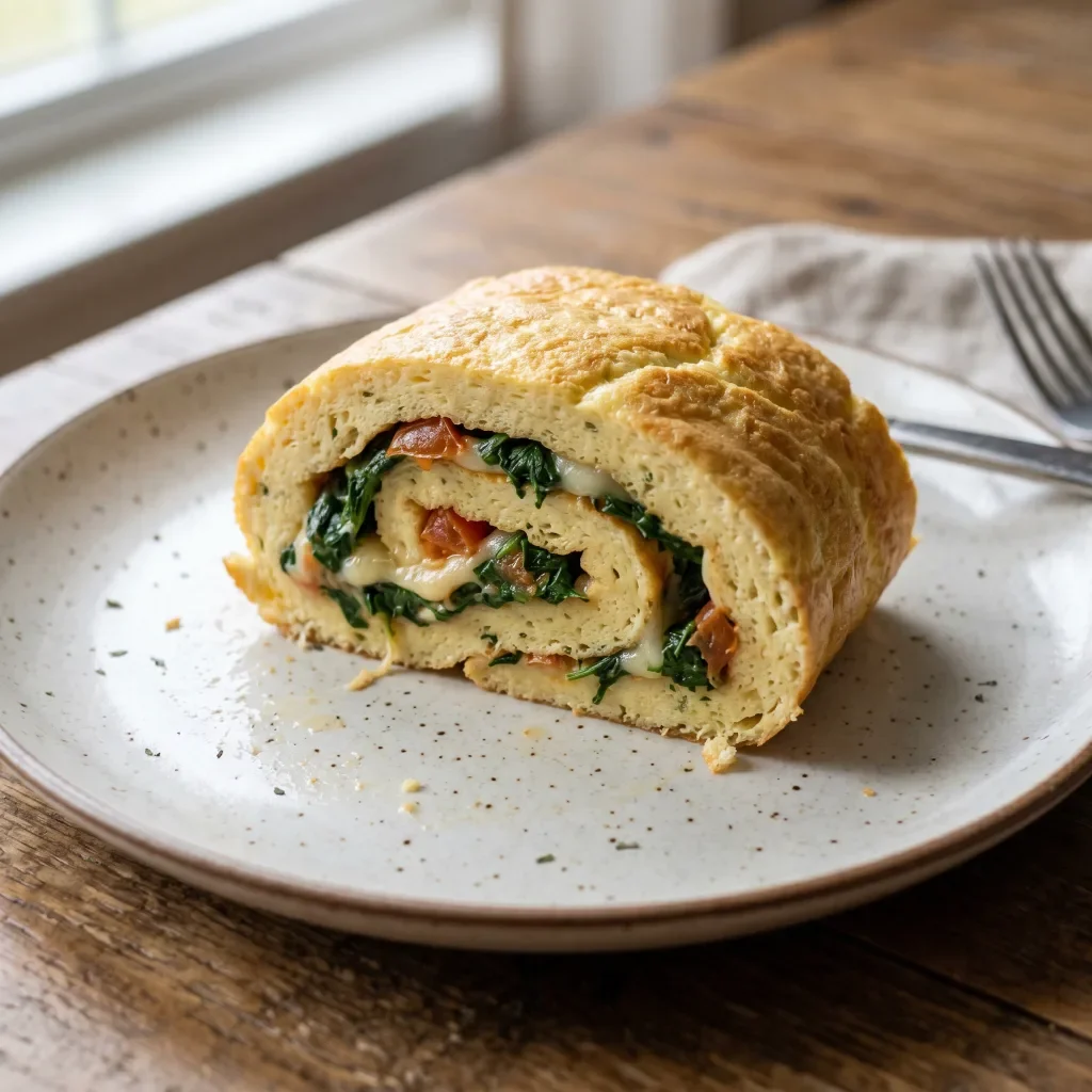 Spinach Mozzarella Egg Souffle Roll