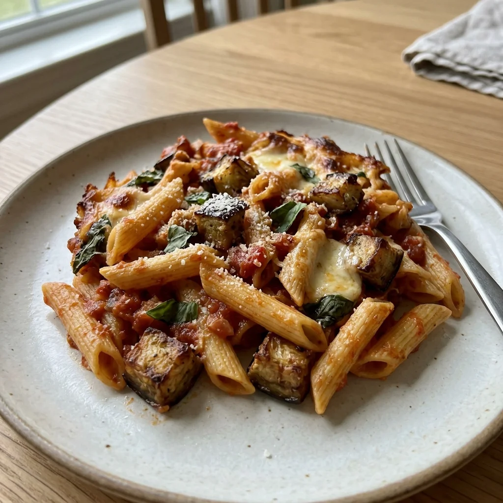 Eggplant Mozzarella Pasta Bake