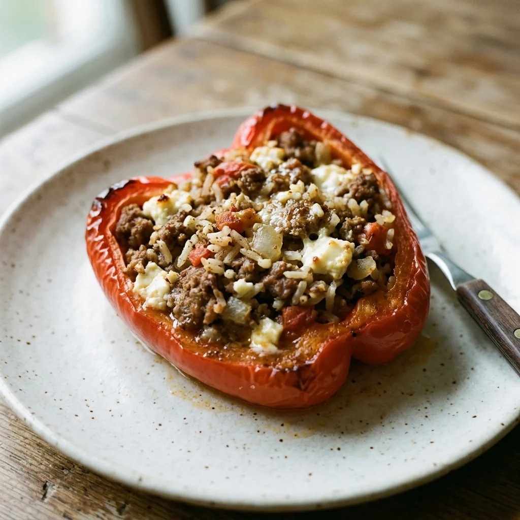 Lamb Feta Stuffed Peppers Bake