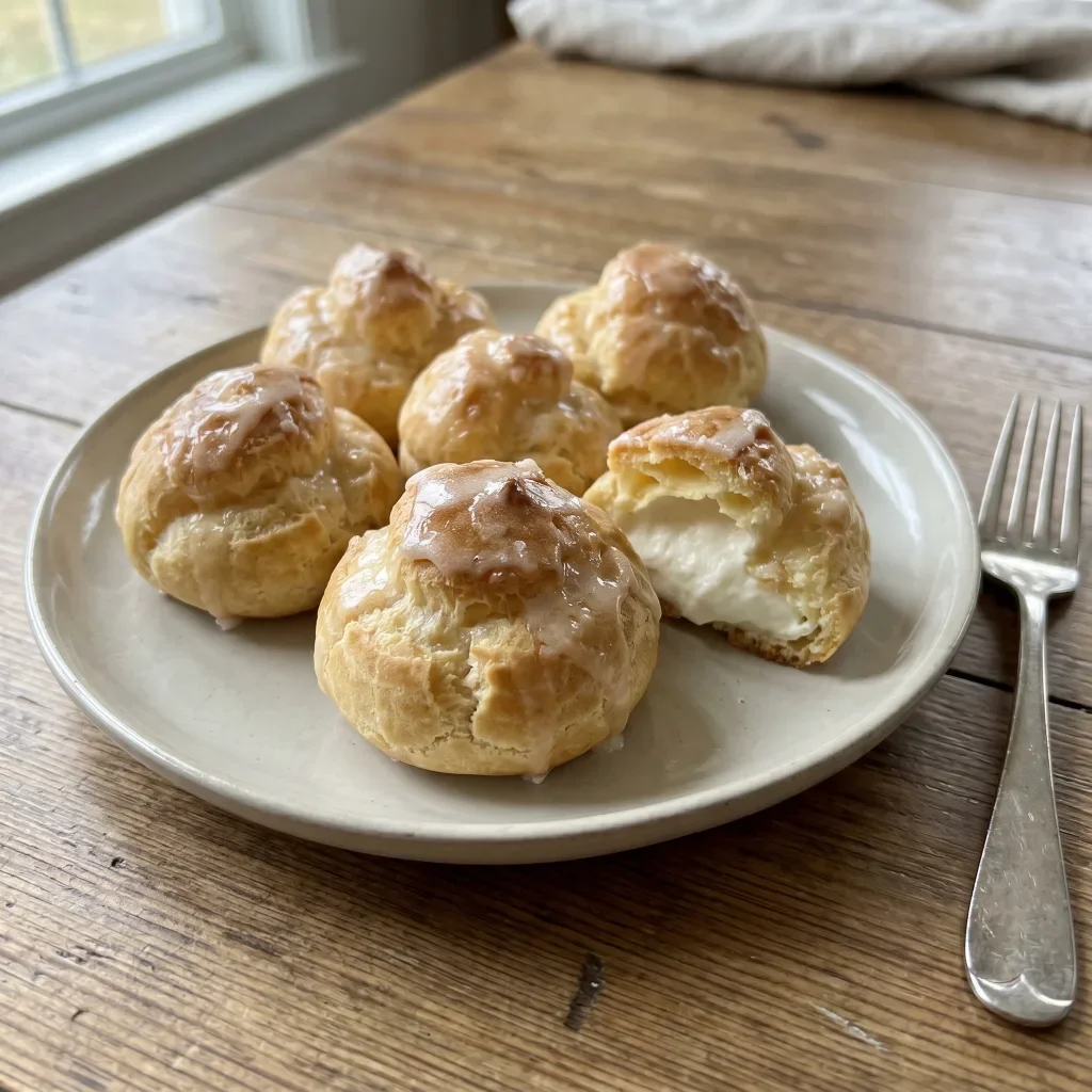 Sour Cream Choux Puffs Sugar Glaze