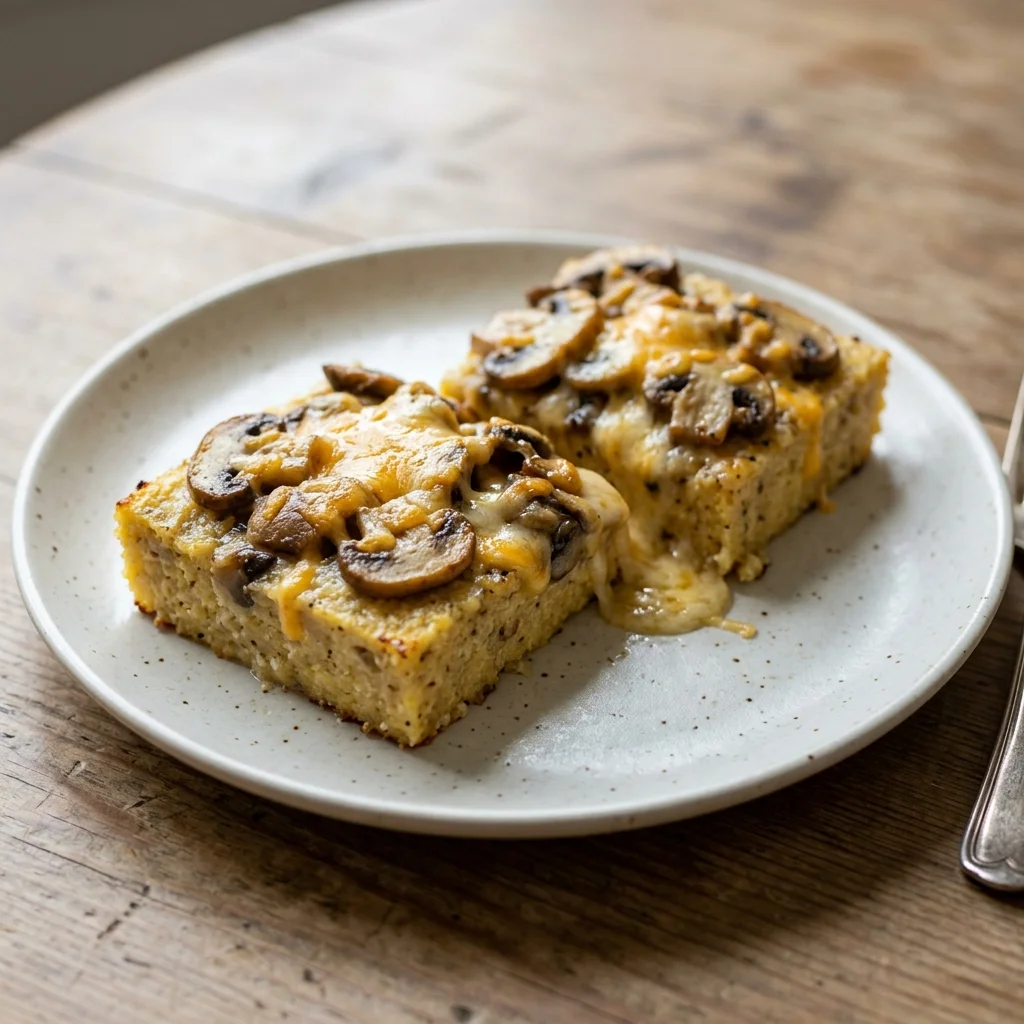 Polenta Mushroom Cheese Squares