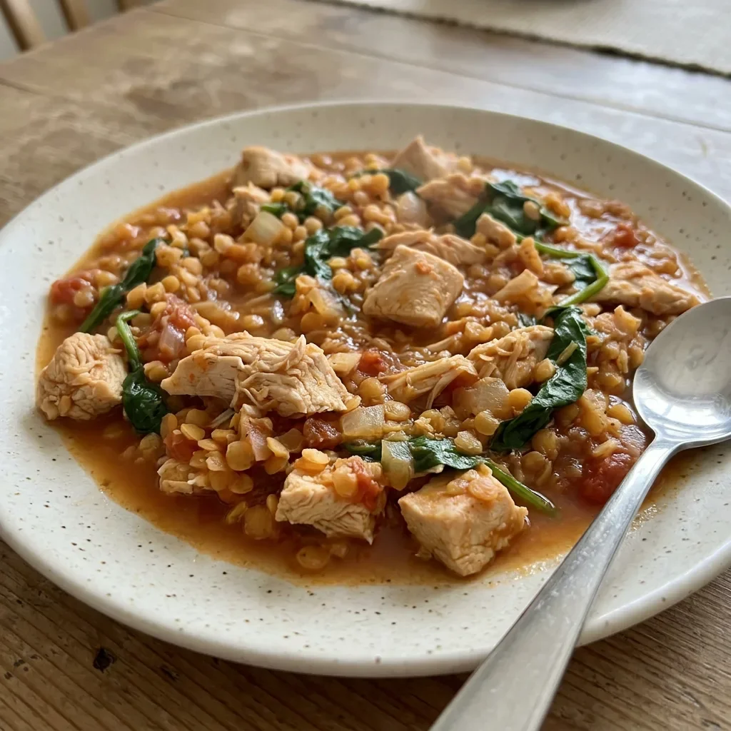 Chicken Red Lentil Spinach Stew