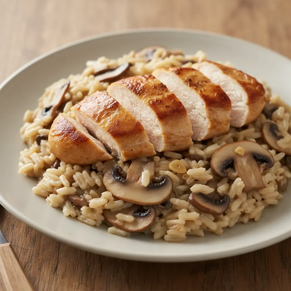 Chicken Breast with Mushroom Rice