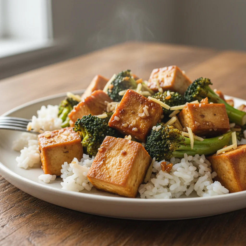 Tofu Broccoli Rice Skillet