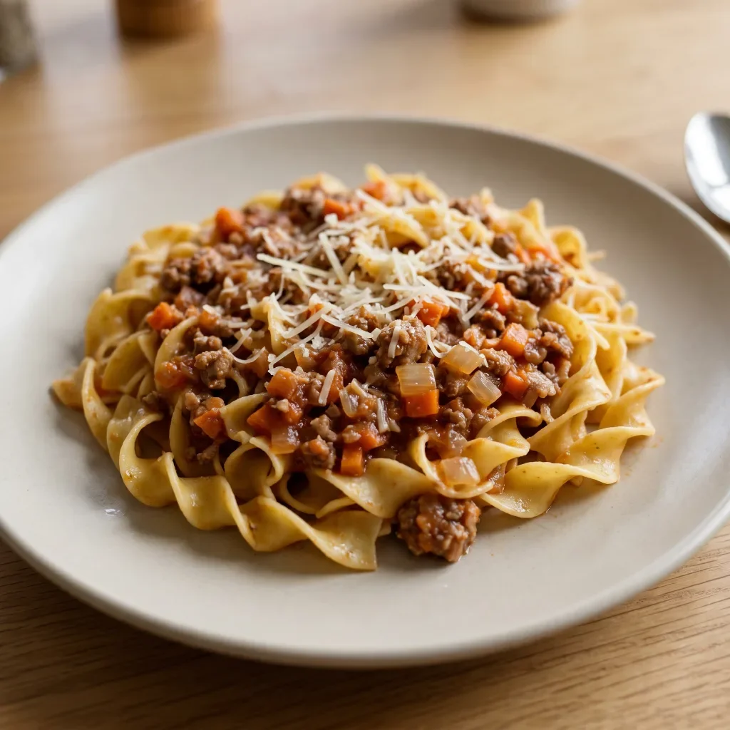 Lamb Bolognese with Buttered Noodles