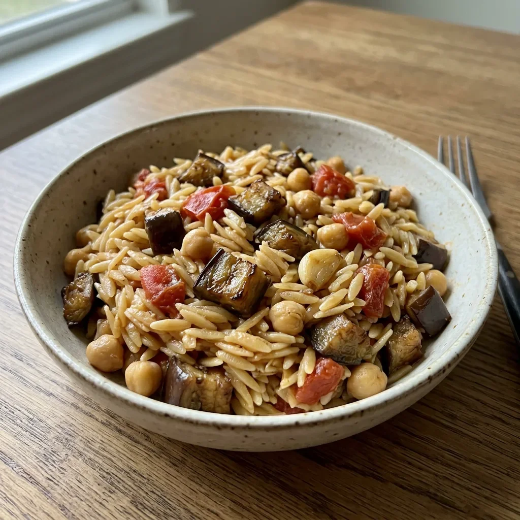Eggplant Chickpea Orzo
