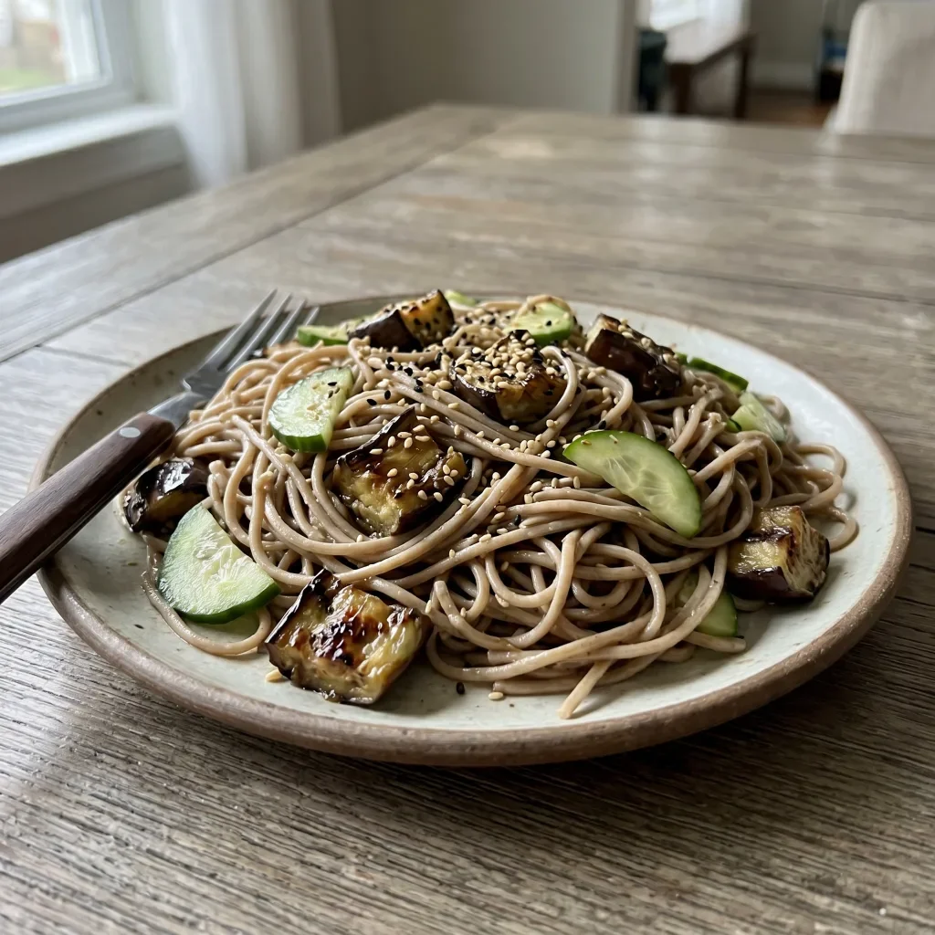 Cold Soba Noodle Salad with Miso Lime Eggplant