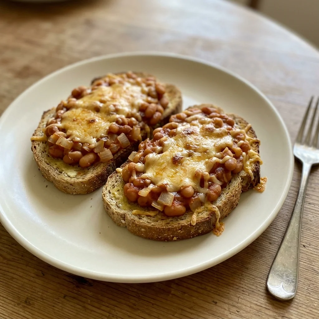 Baked Beans Cheddar Toast Bake