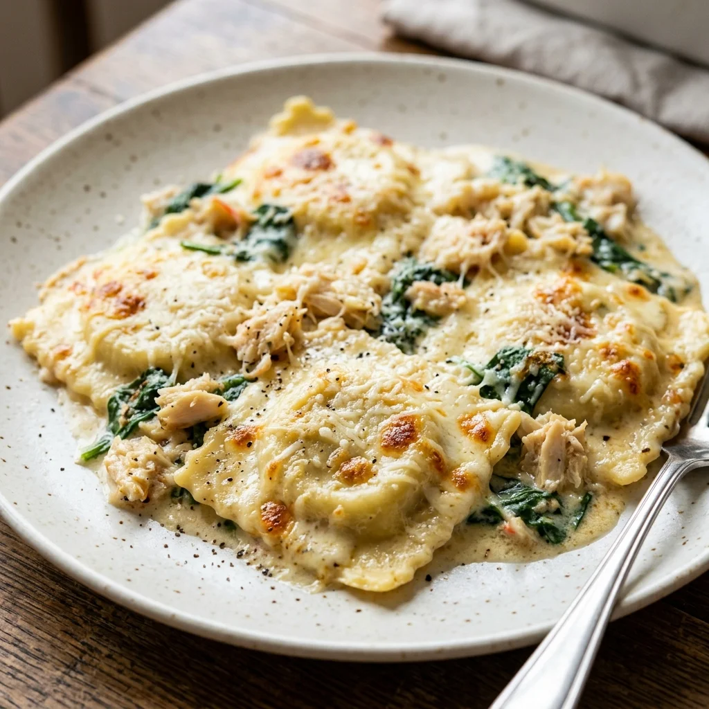 Crab Cream Ravioli Bake