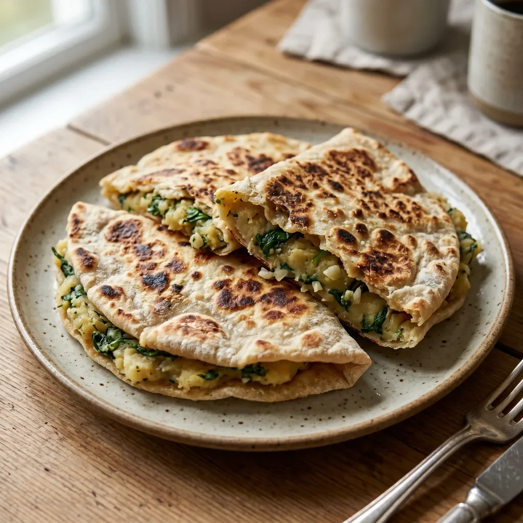Spinach Potato Stuffed Flatbreads