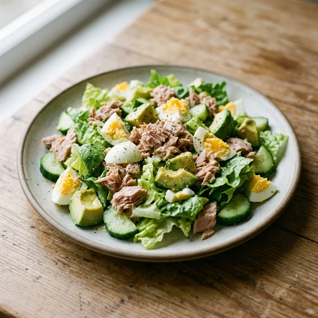 Tuna Avocado Egg Lettuce Salad