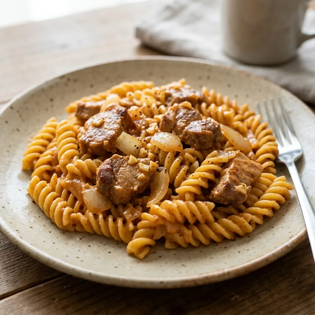 Pork Paprika Sour Cream Pasta