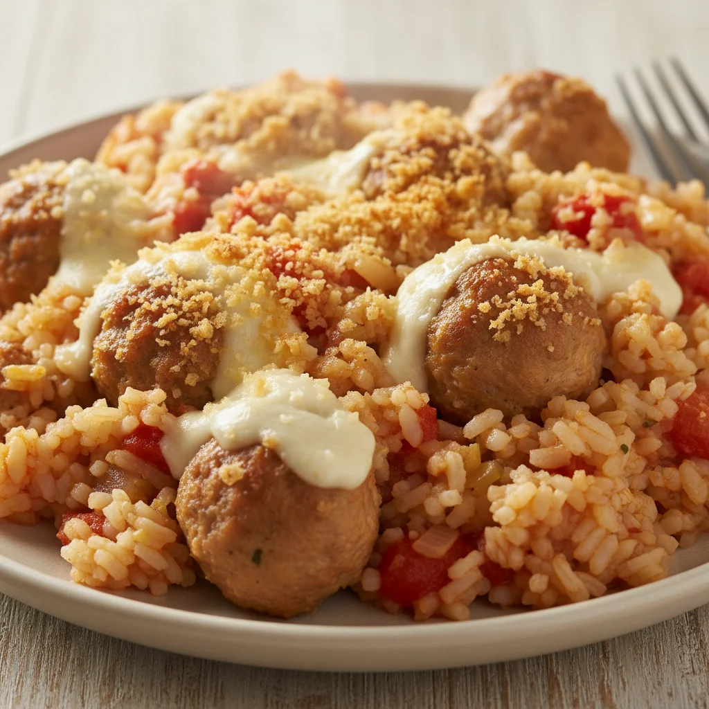 Turkey Meatball Rice Casserole