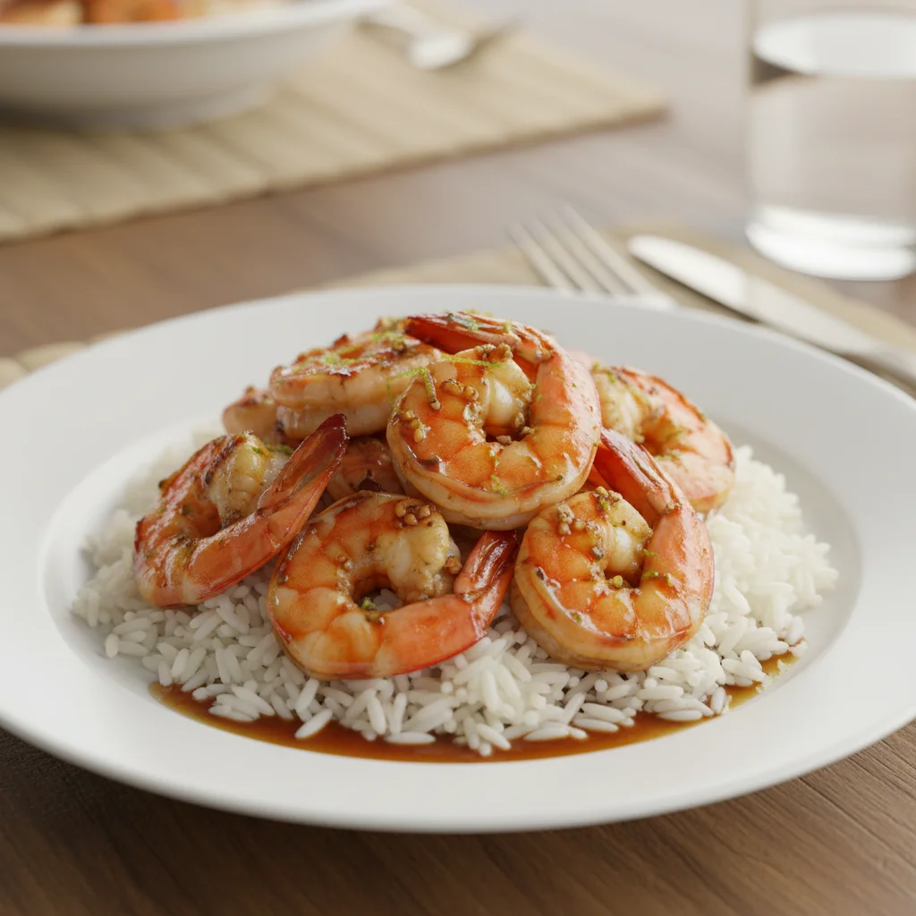 Soy Lime Grilled Shrimps with Rice