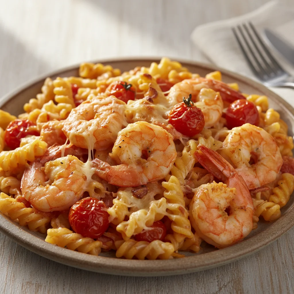 Shrimp Cheesy Pasta Bake