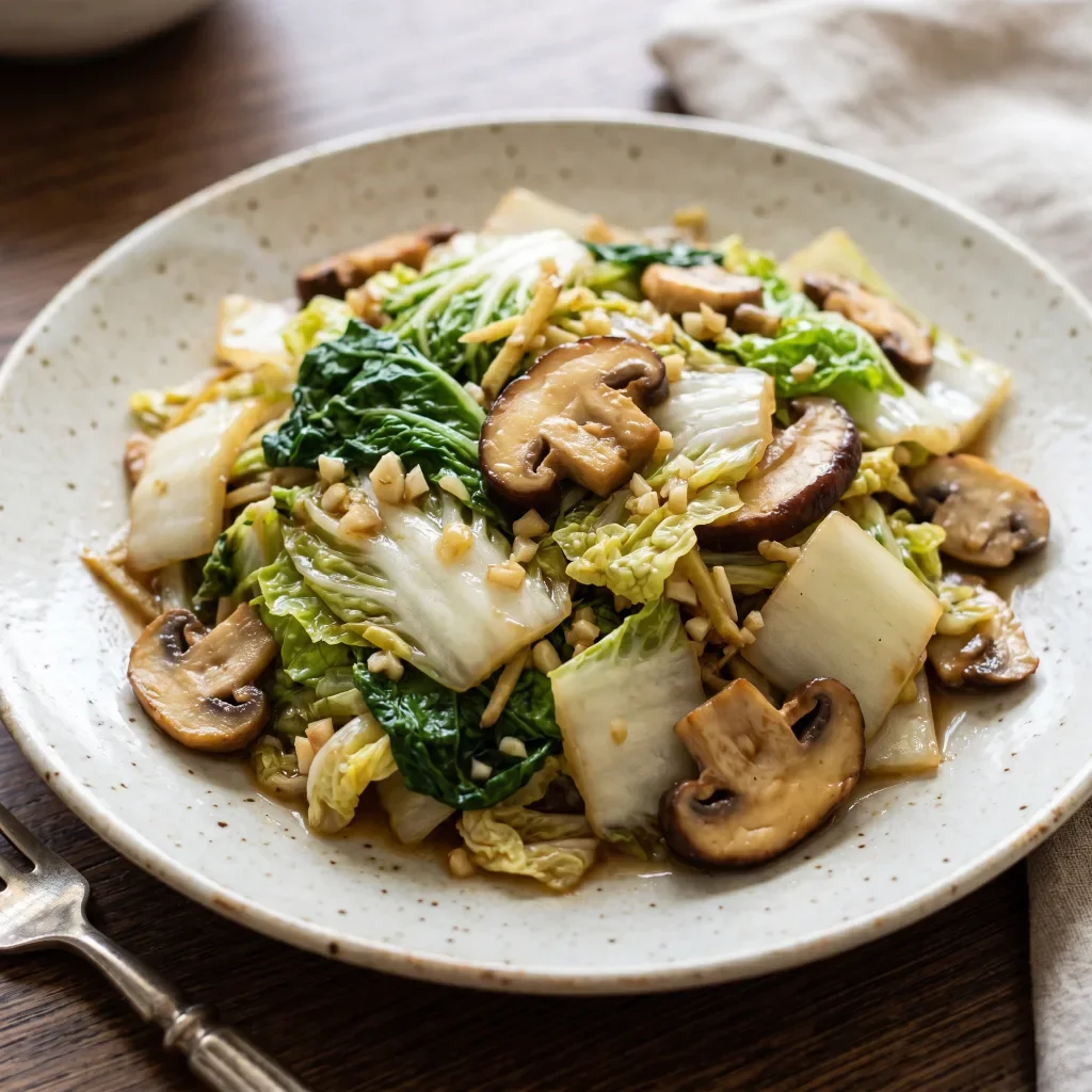 Chinese Cabbage and Mushroom Stir-Fry