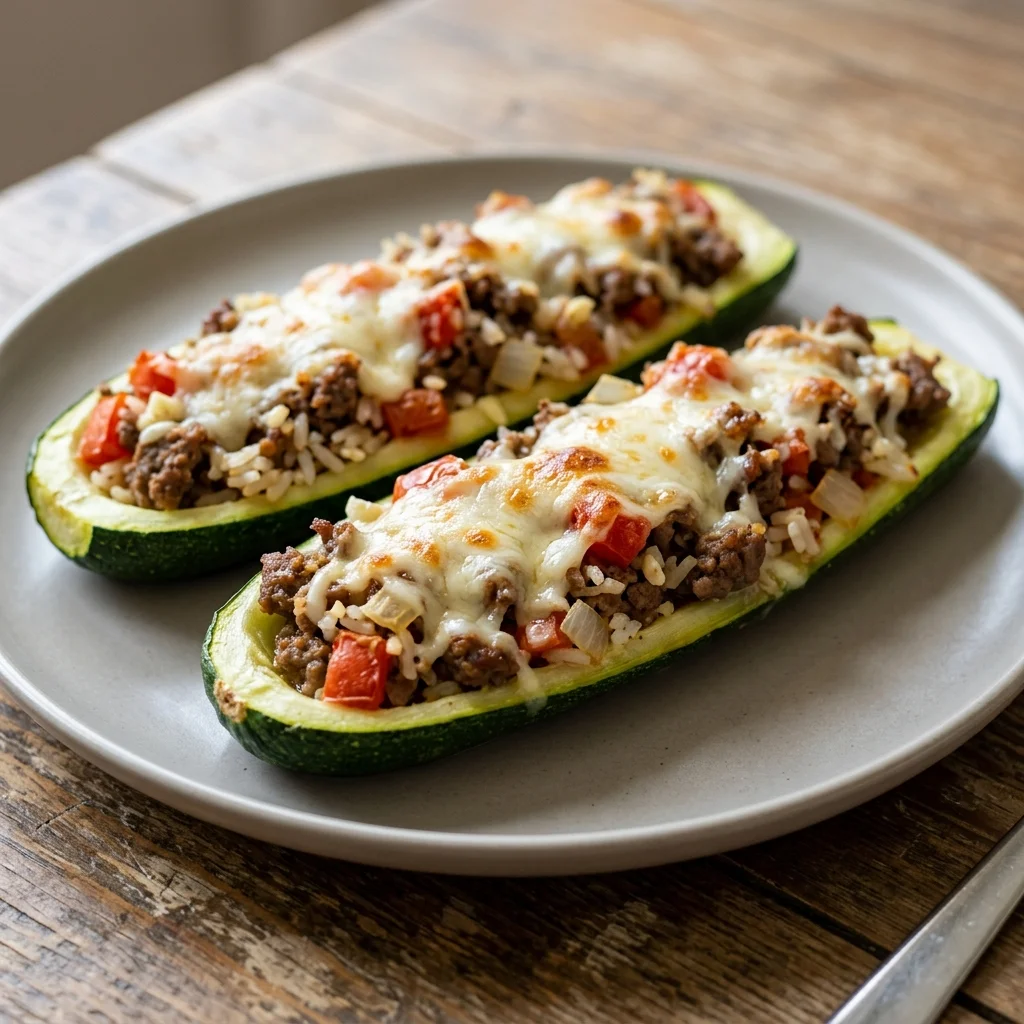 Beef Stuffed Zucchini Boats