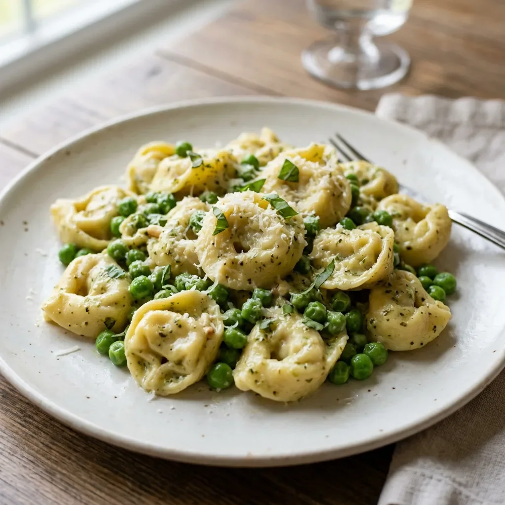Creamy Pesto Tortellini with Peas