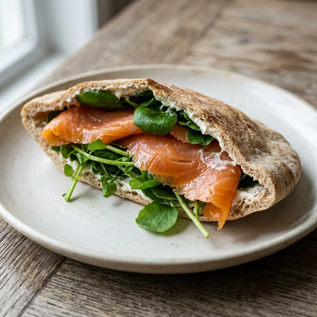 Watercress Smoked Salmon Pita