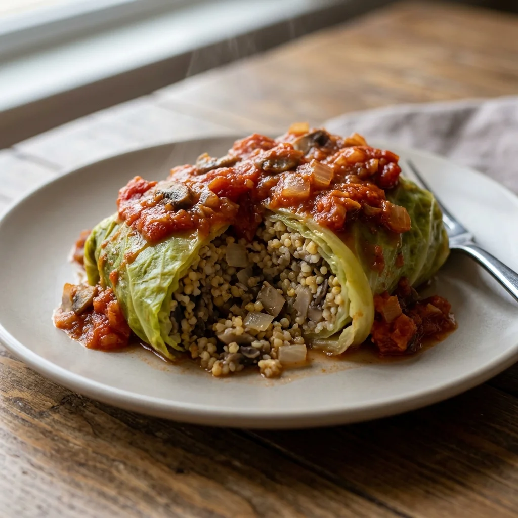 Millet Mushroom Stuffed Cabbage